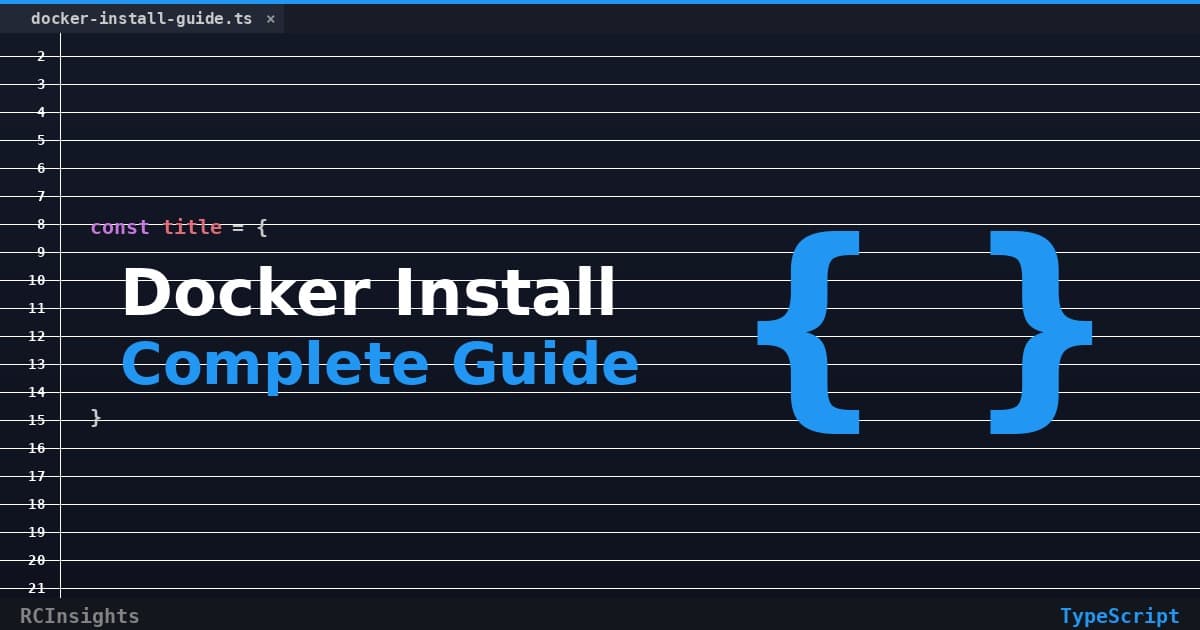Docker logo with container illustration and terminal commands