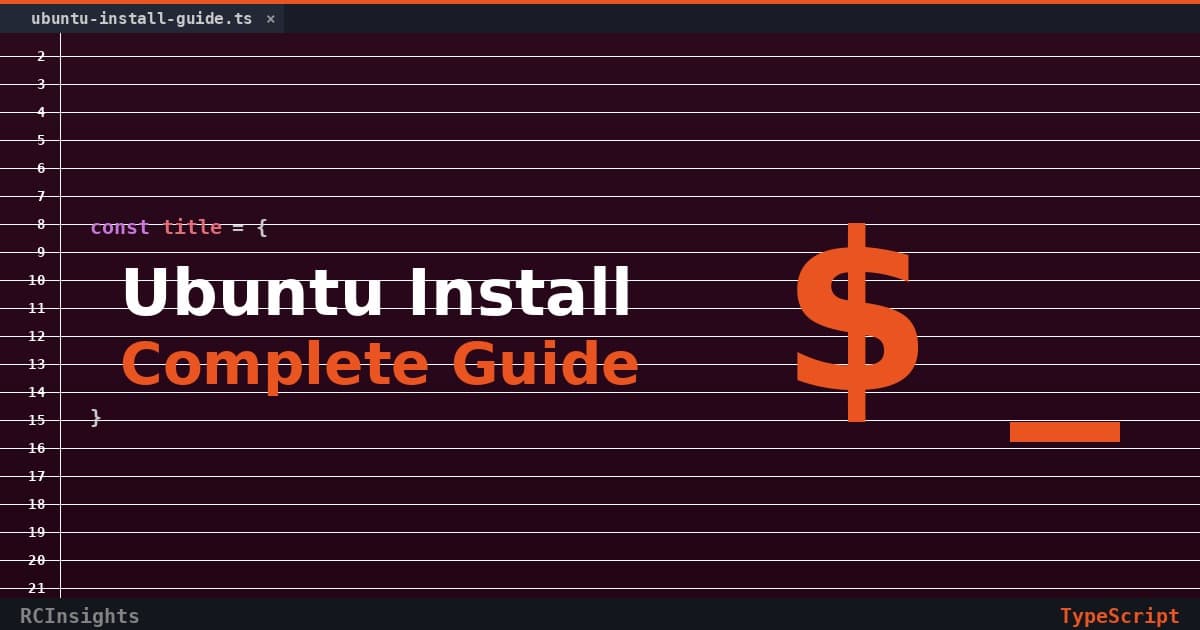 Ubuntu installation guide with terminal and desktop screenshot